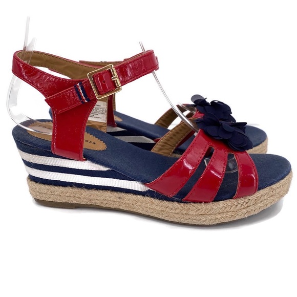 tommy hilfiger red wedge sandals